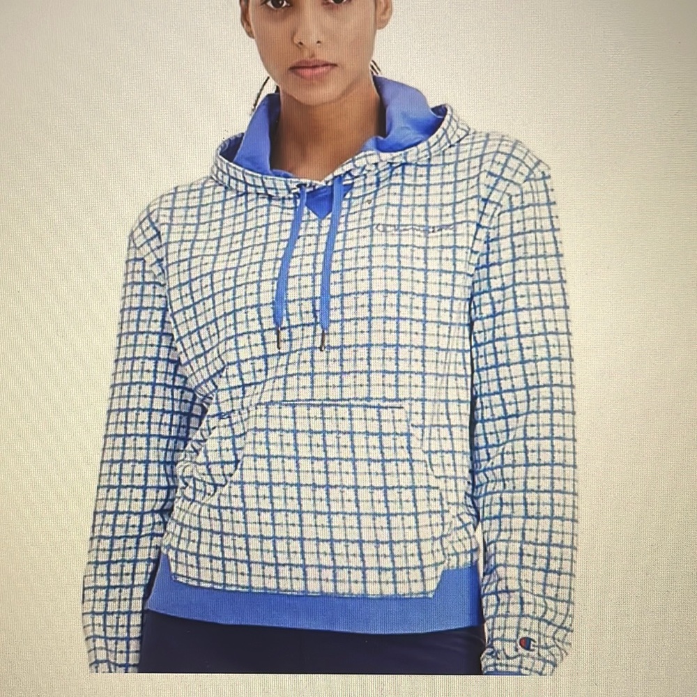 NWT Women’s Champion Campus Mini Batik Check French Terry Hoodie